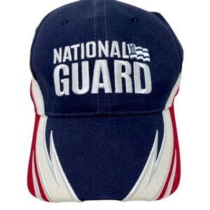 National Guard Baseball Hat Full Cotton Velcro Closure. Red White and Blue
